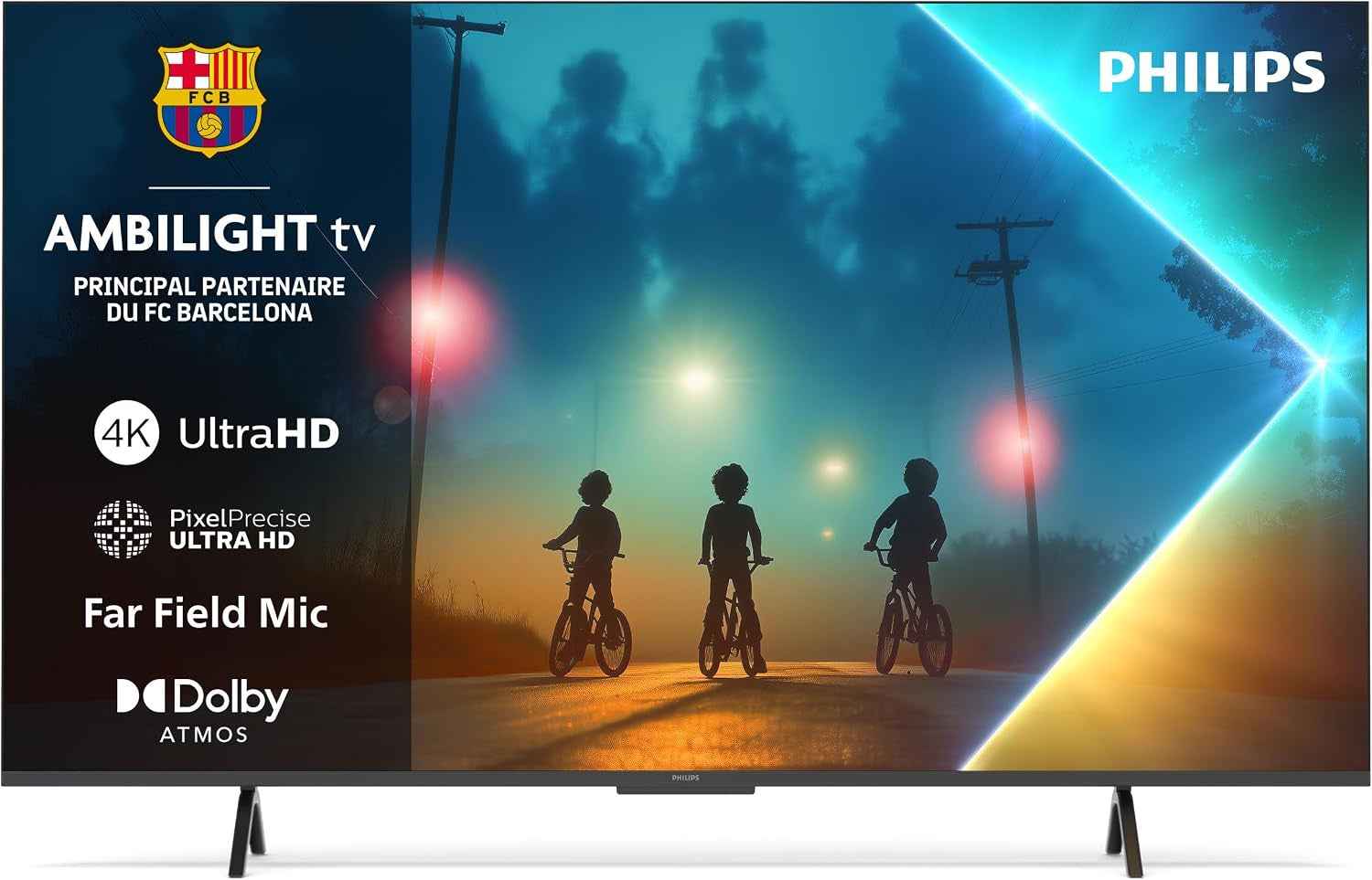 Philips Ambilight 43PUS8200 4K LED Smart TV - Écran 43 Pouces Avec Plateforme Pixel Precise Ultra HD, Titan OS Et Son Dolby Atmos, Compatible Alexa Et Assistant Vocal Google