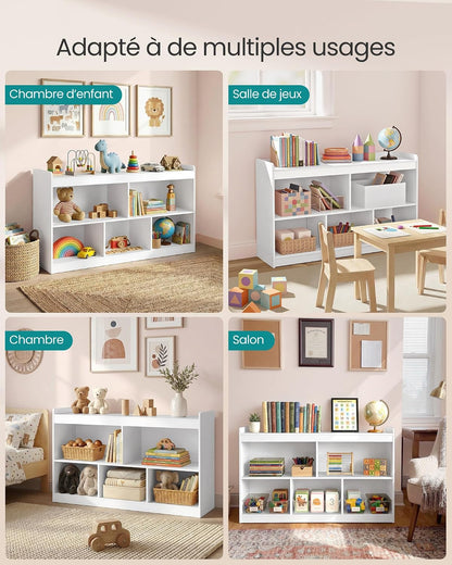 Étagère À Jouets Pour Enfants, Meuble De Rangement Esprit Montessori, 5 Compartiments Ouverts, Pour Chambre D’Enfant, Salle De Jeux, Salon, 30 X 112,2 X 65 Cm, Blanc Nuage GKR052WZ01