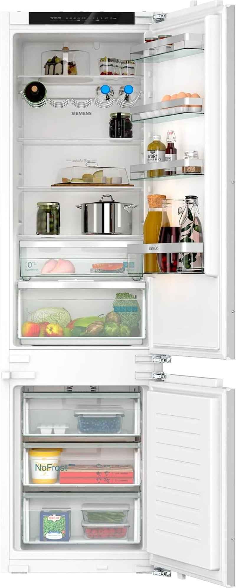 Siemens KI96NVFD0 Iq300 Réfrigérateur Encastrable XL Avec Congélateur - 194 X 56 Cm - Réfrigérateur De 215 L Et Congélateur De 75 L - Fabriqué En Allemagne - Nofrost - Fraîcheur 2 X plus Longue Avec