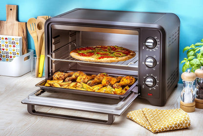 Optimo OX484810 - Four À Convection De 39 L, 6 Modes De Cuisson Avec Thermostat Jusqu'À 240 ° Et Minuterie Jusqu'À 120 Minutes, Plaque De Cuisson Et Grilles Réversibles, Design Compact