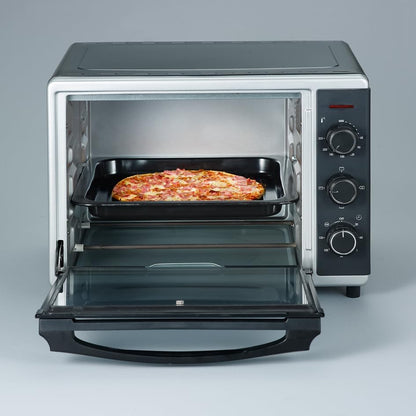 Mini-Four À Chaleur Tournante 30 L Avec Tournebroche, Four Posable 1 600 W Design Simple Et Élégant Électrique Avec Minuteur 120 Min, Noir/Inox, to 2056