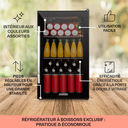Mini Frigo De Chambre Et Bureau Pour Boisson, Silencieux, Refrigerateur Mini Bar 80L, Pour Camping, Étagères Réglables, Ondulés Pour Le Vin, Cannette, Beer Fridge