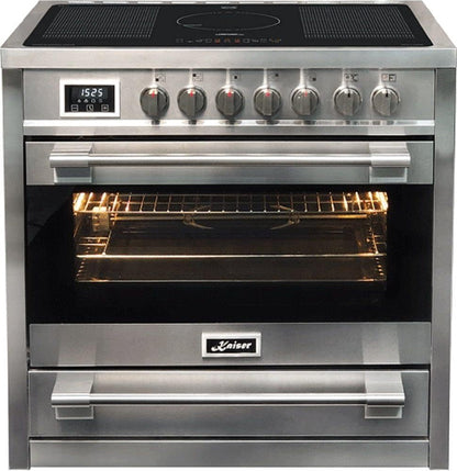 Kaiser HC 93691 IR Cuisinière Électrique 90 Cm Kaiser Empire Avec Plaque À Induction / 5 Zones De Cuisson / 8 Four Électrique Multifonction / Auto-Nettoyage / 115 L