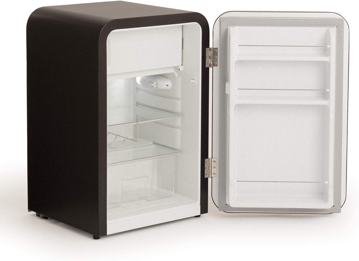 / RETRO FRIDGE 83.5 Gold/Réfrigérateur Noir Avec Poignée Or/Pratique Et Fonctionnel, Matériaux Résistants