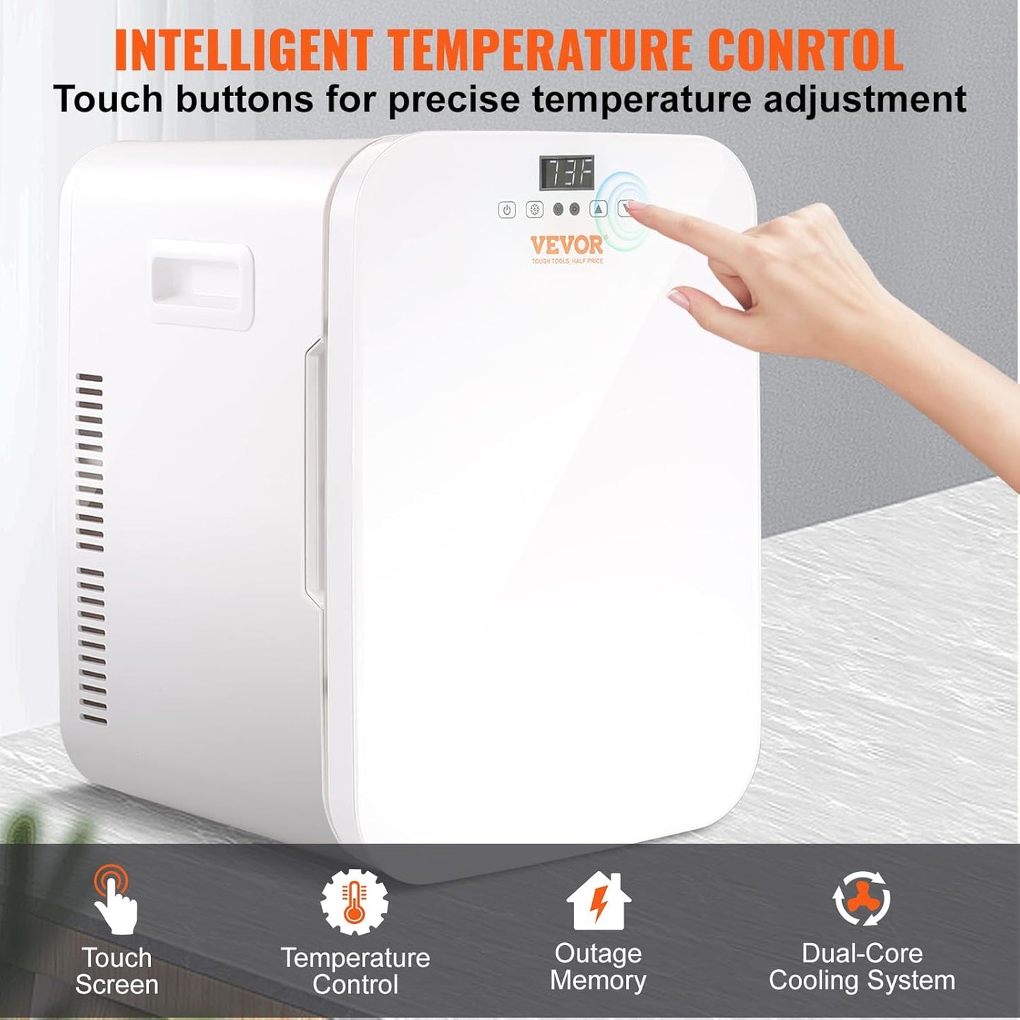 Mini Frigo 20 L 22 Canettes De 330 Ml Mini Réfrigérateur Portable 12 V DC/220 V AC Petit Frigo Cosmétique Mode Chaud/Froid Température -9 À 65 ℃ Pour Aliments Boissons Médicaments Cosmétiques