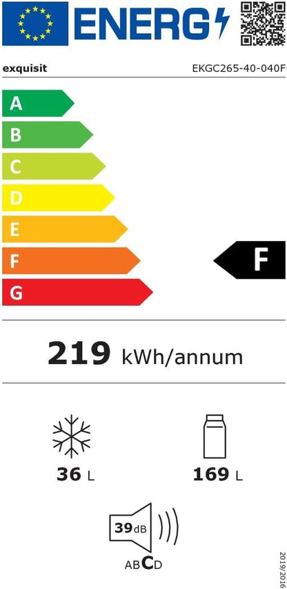Exquisit Réfrigérateur Encastrable EKGC265-40-040F - Montage De Porte - Capacité Utile : 205 L - Blanc