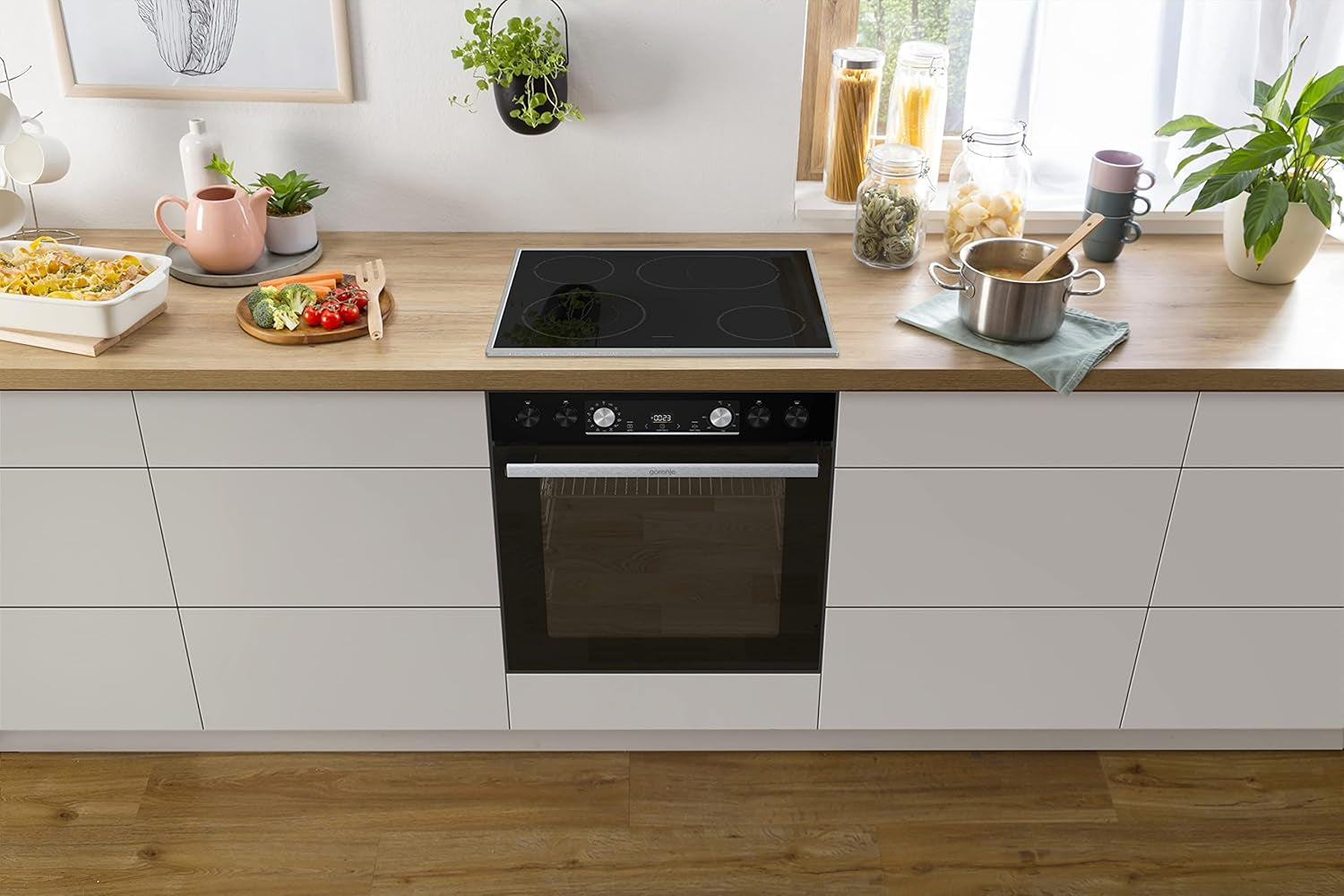 BCX6737E05BG+ECD634X Einbau-Herdset Mit Glaskeramikkochfeld (BCX6737E05BG+ECD634X), 60Cm Breit, Heißluft Mit Dampf, Pizza Funktion, Edelstahl/Schwarz