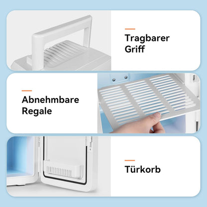 Mini Frigo 10L Avec Miroir, Mini Réfrigérateurs Portable, Petit Frigo Cosmetique 12V/220V, Frigo De Chambre Avec Fonction Chaud/Froid, Miroir De Maquillage Pour Voitures, Blanc
