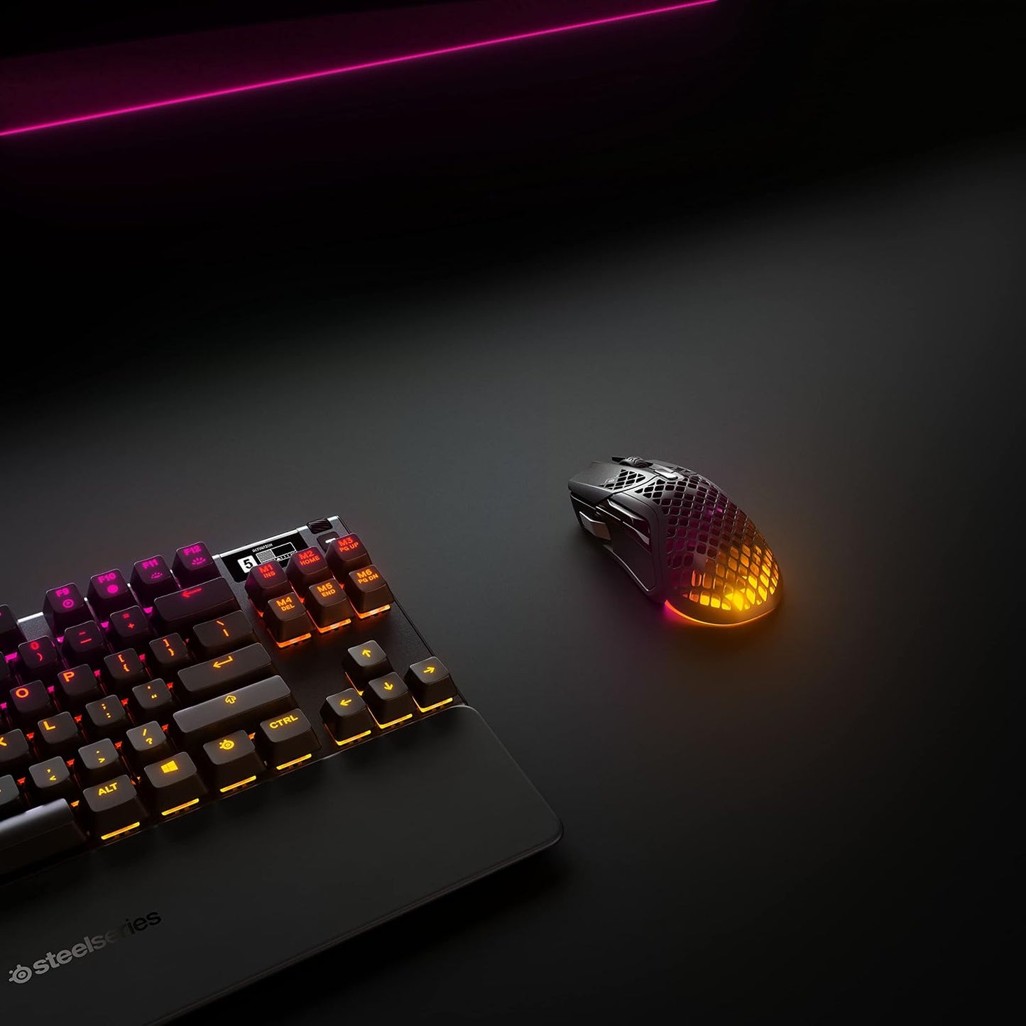 Aerox 5 Wireless - Souris Gaming Perforée RGB - Design Ultra-Léger Et Étanche - 9 Boutons - Bluetooth/2.4 Ghz - Capteur Optique Truemove Air 18K DPI