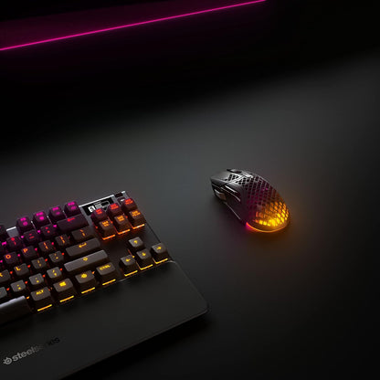 Aerox 5 Wireless - Souris Gaming Perforée RGB - Design Ultra-Léger Et Étanche - 9 Boutons - Bluetooth/2.4 Ghz - Capteur Optique Truemove Air 18K DPI