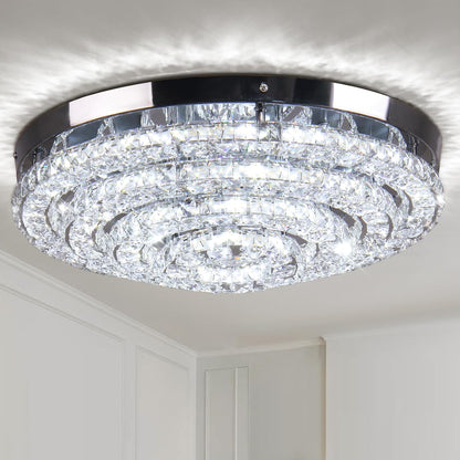 Lustre En Cristal Plafonnier Encastré Moderne Grand Lustre LED Entrée Chambre Salon Salle À Manger (Blanc Froid 6000K)