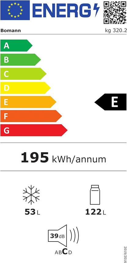 Bomann Réfrigérateur Et Congélateur 175L Rouge Kg320-2-Rouge, Capacité Nette : 175 Litres, Contrôle De La Température En Continu, Charnières De Porte À Droite, Interchangeables, Pieds Réglables