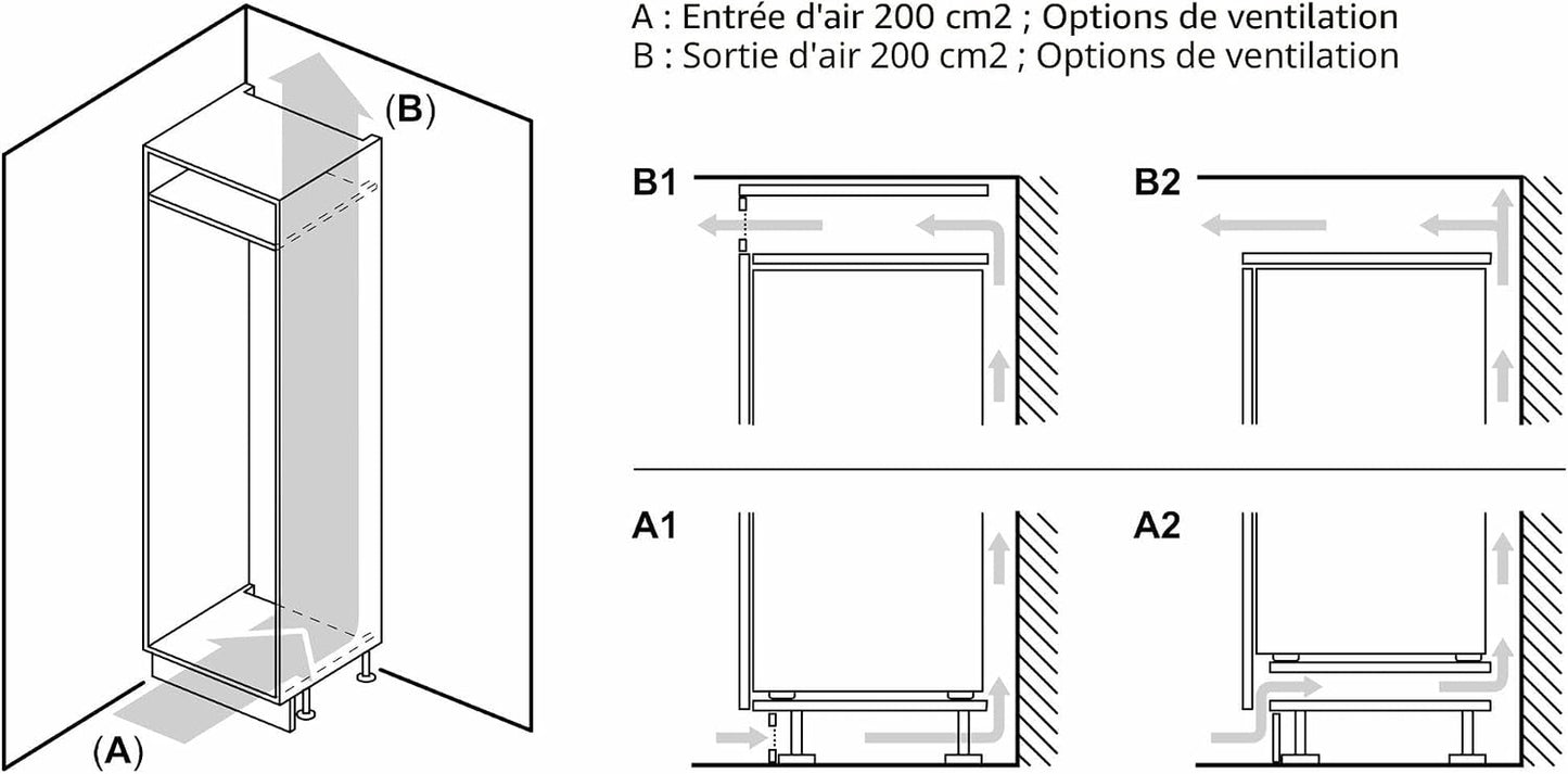 Bosch KIR41NSE0 Série 2 - Réfrigérateur, Encastrable, Coolairflow | 122,1 X 54,1 Cm, 204 L, Home Connect, Éclairage LED, Fonction Super Réfrigération, Noise Class B (30-35 Db)