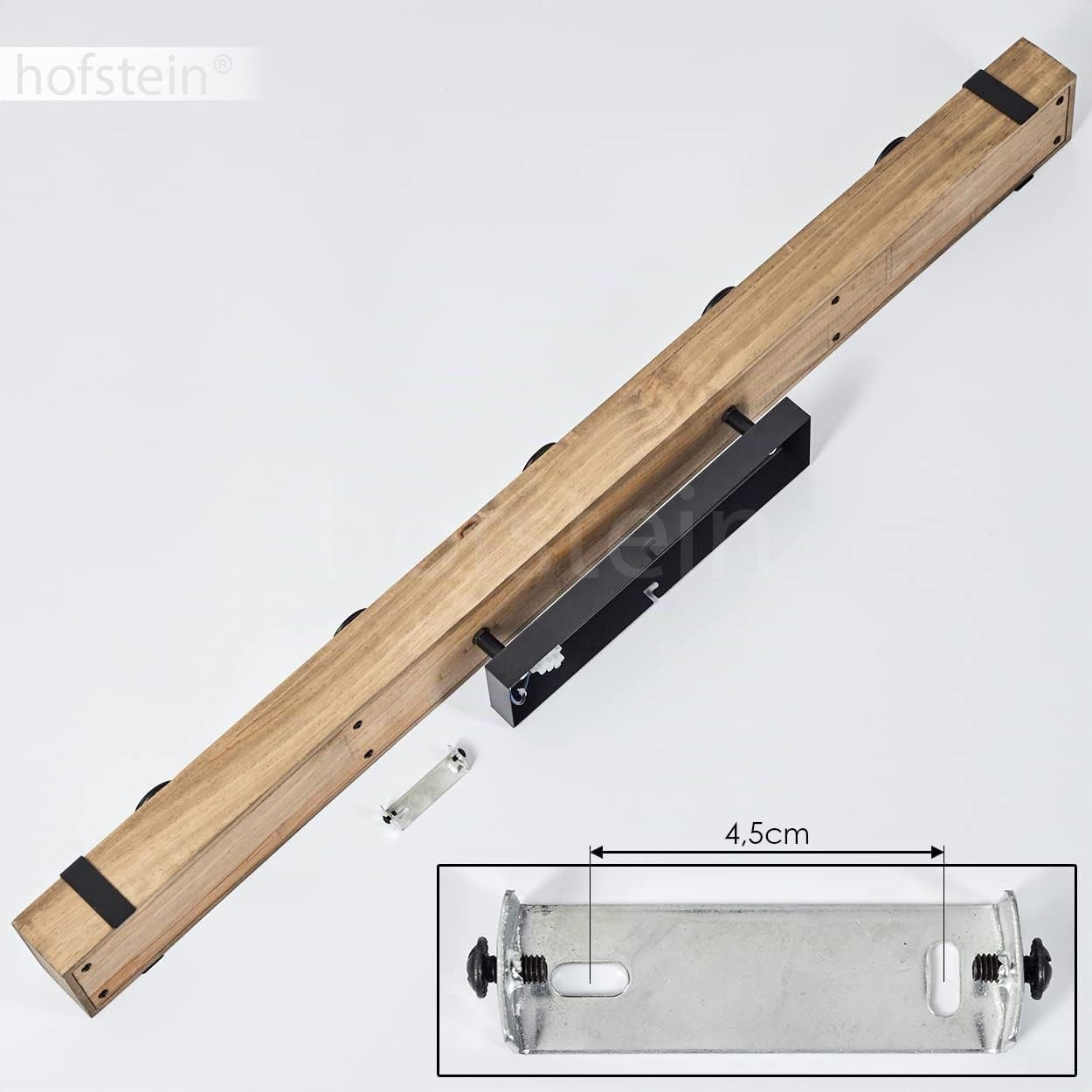 Plafonnier Montgomery, Plafonnier En Métal/Bois Noir/Naturel Avec Poutres En Bois (100 Cm), 5 X E27 Douille, Ampoule(S) Non Incluse(S)
