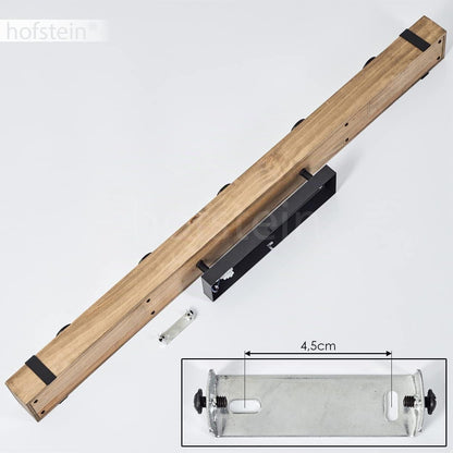 Plafonnier Montgomery, Plafonnier En Métal/Bois Noir/Naturel Avec Poutres En Bois (100 Cm), 5 X E27 Douille, Ampoule(S) Non Incluse(S)