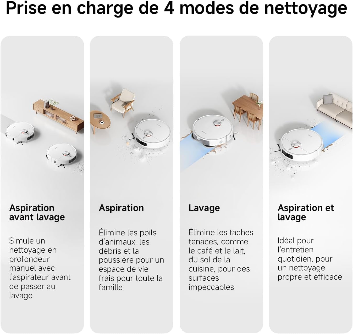 S40 Pro Aspirateur Robot, 15000Pa, Deux Bras Extensibles | Double Anti-Nœuds, Évitement D’Obstacles Grand-Angle, Détection Des Tapis, Relevage Auto Des Serpillières, Contrôle App/Voix