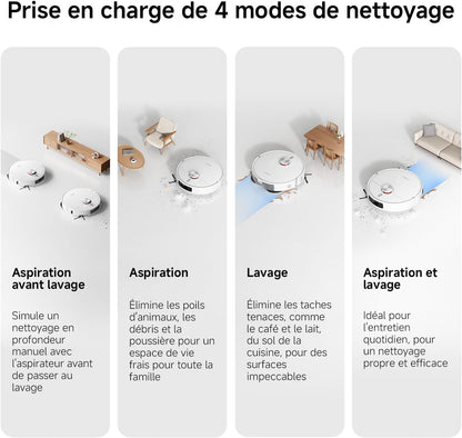 S40 Pro Aspirateur Robot, 15000Pa, Deux Bras Extensibles | Double Anti-Nœuds, Évitement D’Obstacles Grand-Angle, Détection Des Tapis, Relevage Auto Des Serpillières, Contrôle App/Voix