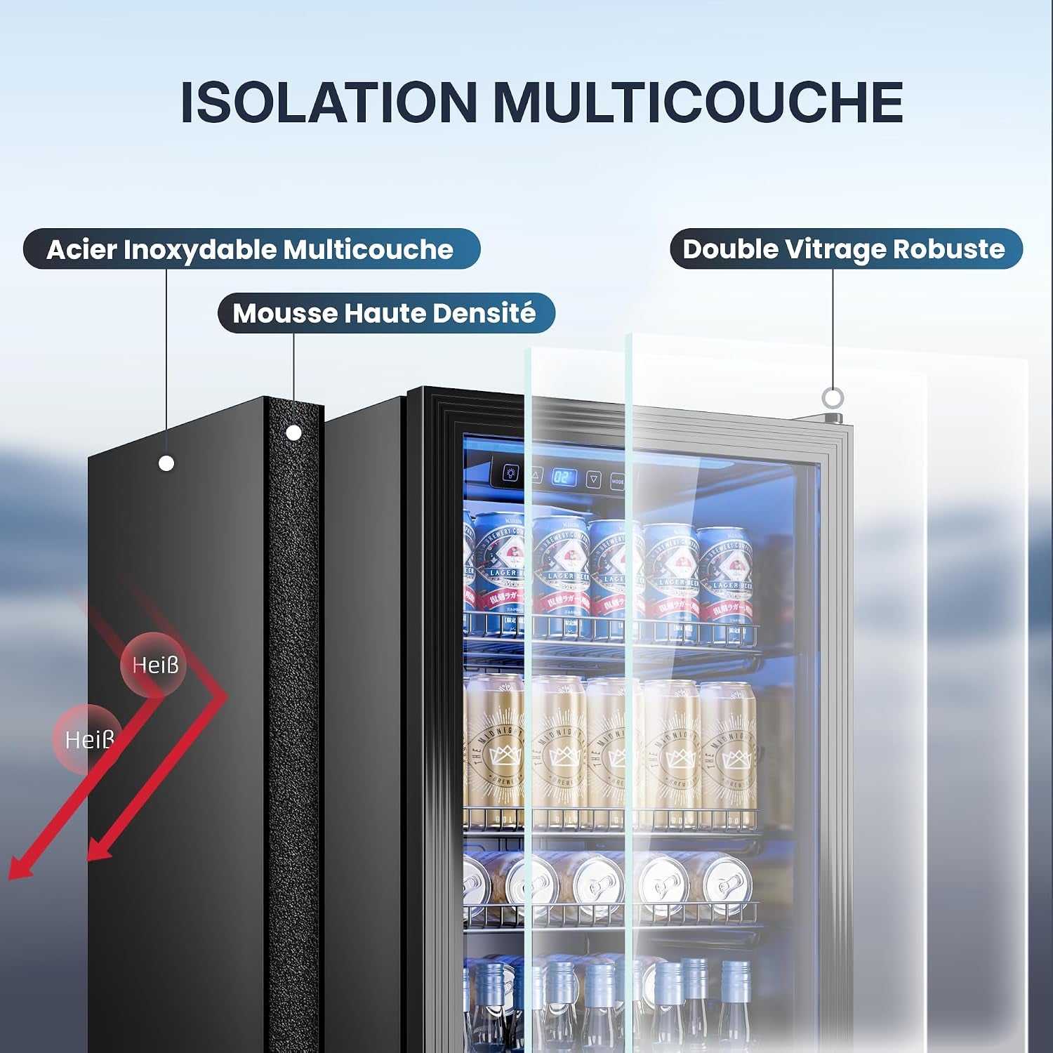Réfrigérateur À Boissons 90 L Avec Porte Vitrée, Mini Frigo Pour 128 Canettes, Étagères Réglables Pour Bière, Vin Et Soda, Idéal Pour Maison, Bar, Bureau Ou Appartement