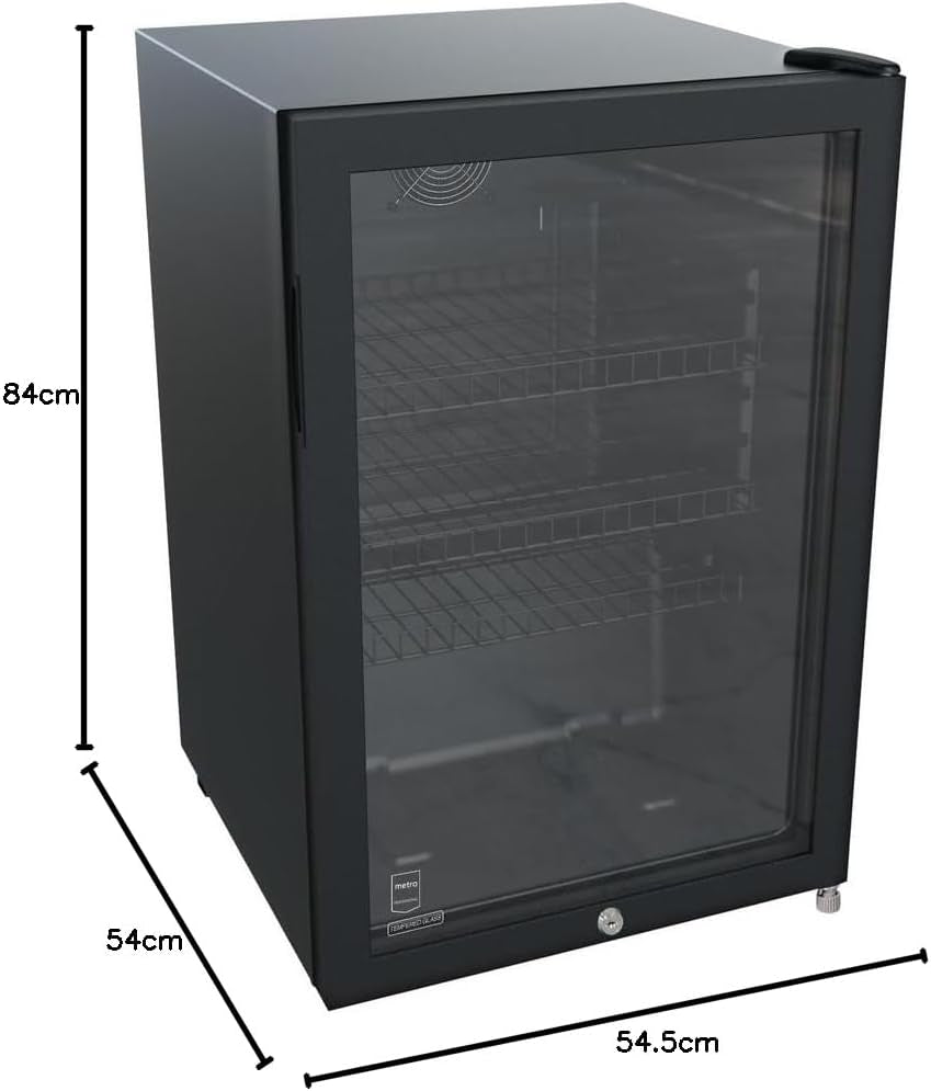 Réfrigérateur À Boissons GSC2125B, Métal/Verre, 54.5 X 54 X 84 Cm, 118 L, Refroidissement Statique Par Air, Avec Serrure, Noir