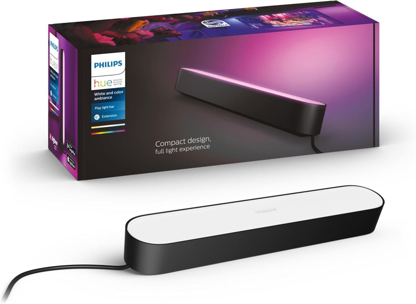 Philips Hue Play Extension X1 - Noir, White & Color Ambiance, Fonctionne Avec Alexa, Google Assistant Et Apple Homekit