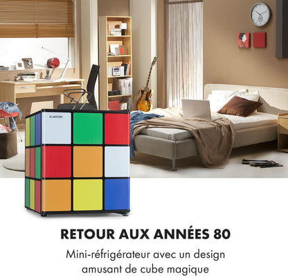 Solve - Mini-Réfrigérateur, Minibar, Système De Refroidissement Thermoélectrique, Capacité De 48 Litres, Bouton De Réglage Mécanique, Refroidissement : 0 À 10 °C, Noir/Coloré