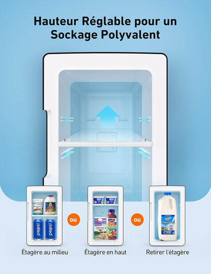 Mini Frigo De Chambre Capacité 6L, Réfrigérateur Voiture 12V 220V | 8 Canettes 355Ml, Silencieux Petit Frigo Cosmetique, Fonction Chaud/Froid, Pour Domestique Voiture, Cadeau Femme Homme, Gris