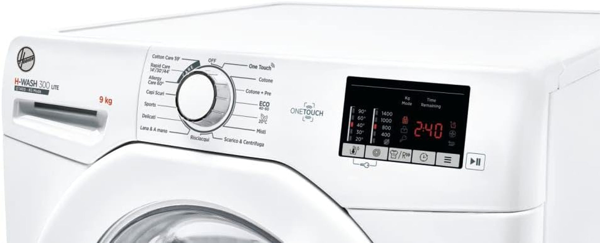 H3W 492DE-11 H-WASH 300 LITE Machine À Laver 9 Kg, 1400 Tours, Connectivité NFC, Charge Avant, Libre Installation, 60 X 52 X 85 Cm, Blanc, Classe D