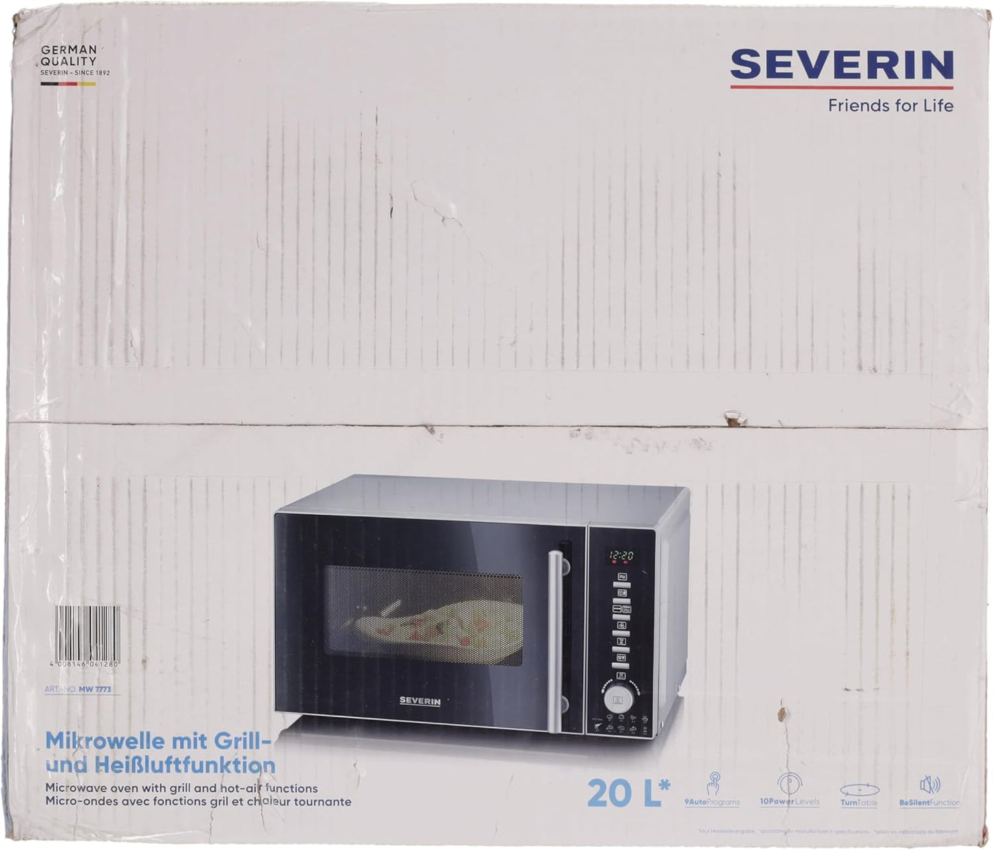 Four À Micro-Ondes 20 L, 1 350 W, Avec Fonction Gril Et Chaleur Tournante, Avec 10 Niveaux De Puissance, Minuteur 95 Min, Plateau Tournant, Noir/Inox, MW 7773