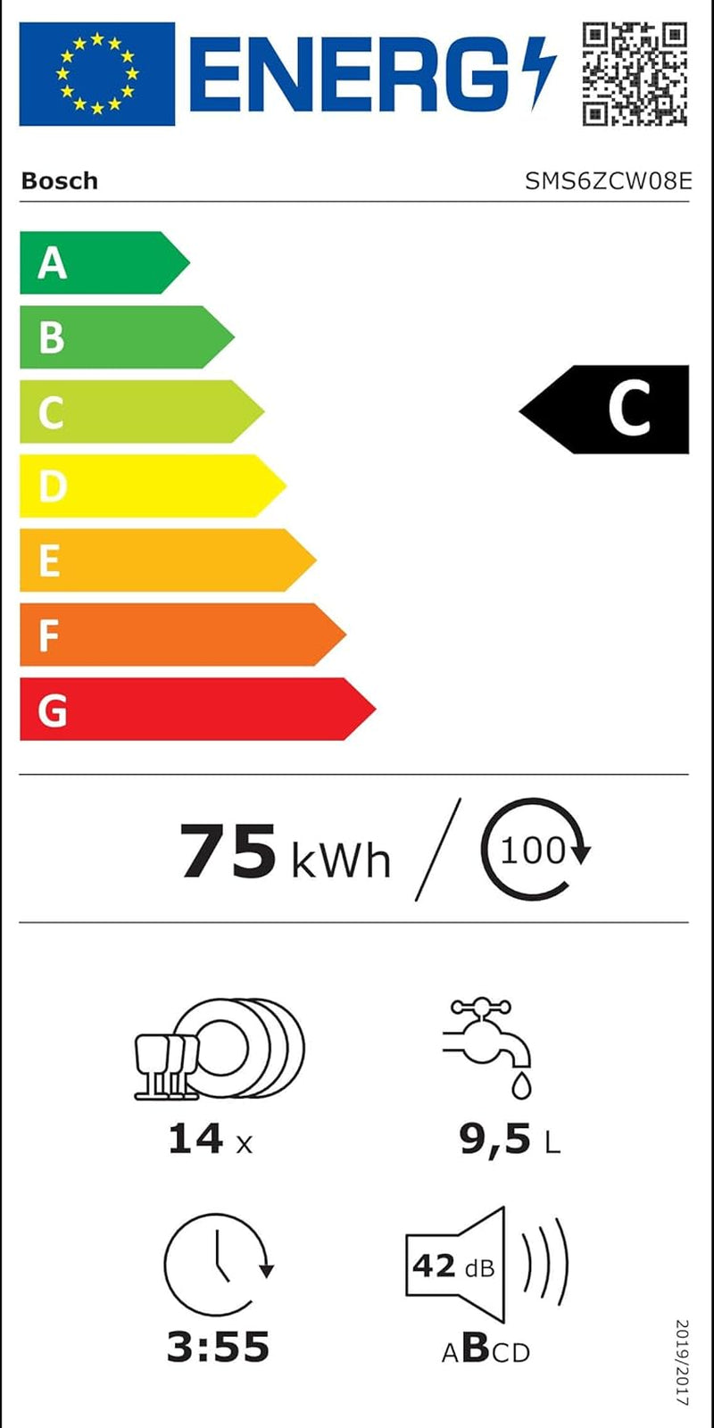 SMS6ZCW08E - Série 6 - Lave-Vaisselle Pose-Libre - Home Connect - 14 Couverts - Silence plus 40 Db - Blanc