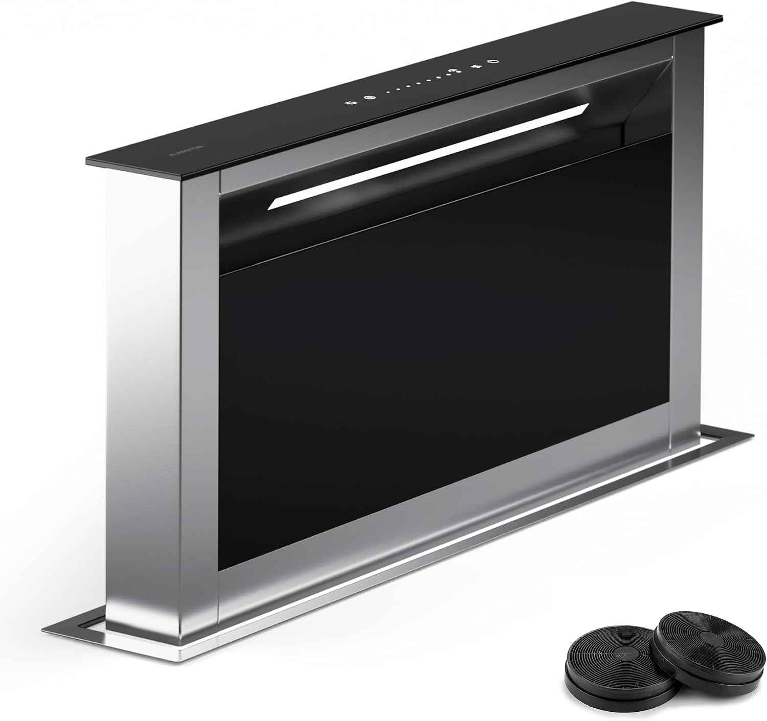 Hotte Aspiration Descendante  60 Cm, Hotte Aspirante Escamotable Évacuation/Air Recyclé Pour La Cuisine, Aspirante Silencieuse Sans Tuyau, Débit D'Air 713