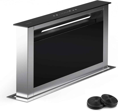 Hotte Aspiration Descendante  60 Cm, Hotte Aspirante Escamotable Évacuation/Air Recyclé Pour La Cuisine, Aspirante Silencieuse Sans Tuyau, Débit D'Air 713