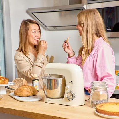 Robot Pâtissier 1500W – Robot Cuisine Multifonction 5L Bol Inox – 10 Vitesses + Pulse – Pétrin, Fouet, Batteur – Robot Pour Gâteau, Pain – Couvercle Anti-Éclaboussures Avec Séparateur D’Œuf
