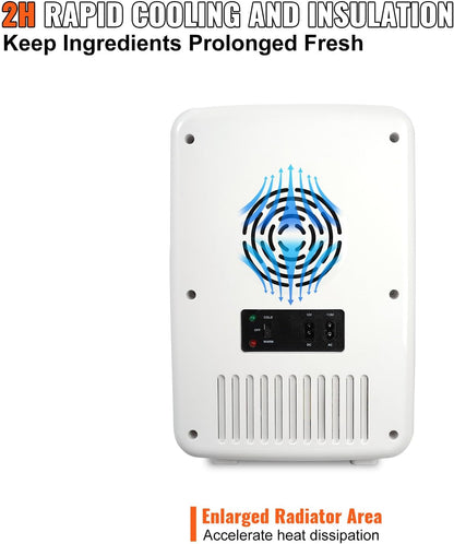 Mini Frigo 10 L 12 Canettes De 330 Ml Mini Réfrigérateur Portable 12 V DC/220 V AC Petit Frigo Cosmétique Double Mode Chaud/Froid 0,2 À 50 ℃ Pour Aliments Boissons Médicaments Cosmétiques Noir