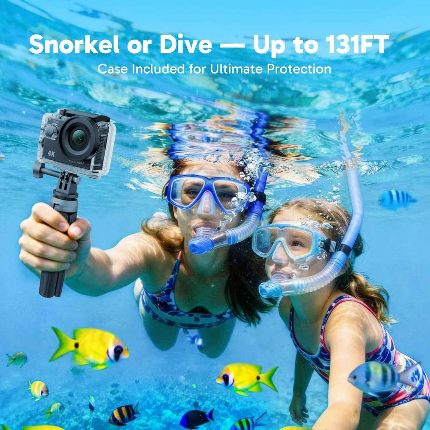 EK7000 Caméra Sport 4K 30FPS 20MP Wif Camera 4K Étanche Stabilisation | Boîtier 40M, Grand Angle 170°, Télécommande 2.4G, Kit Montage, Qualité D'Image Ultra HD Pour Les Passionnés D'Aventure, Noir
