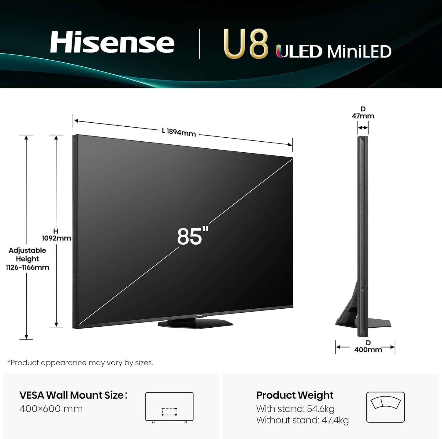 65 U8Q MINI LED 4K UHD SMART 165HZ