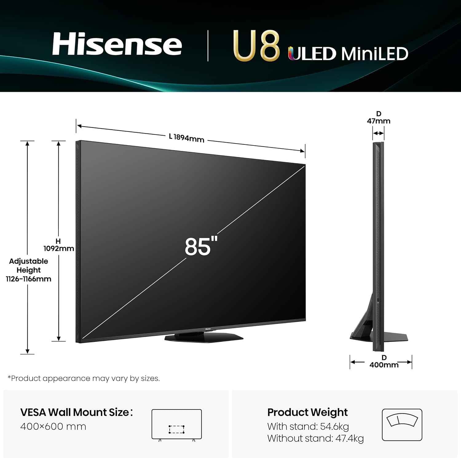 65 U8Q MINI LED 4K UHD SMART 165HZ