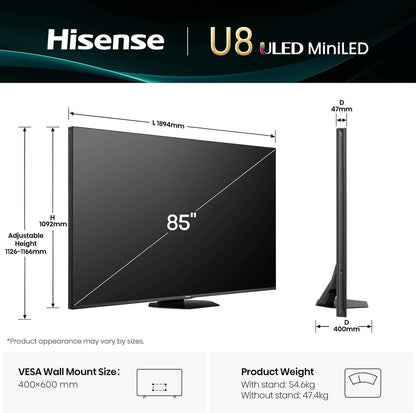65 U8Q MINI LED 4K UHD SMART 165HZ