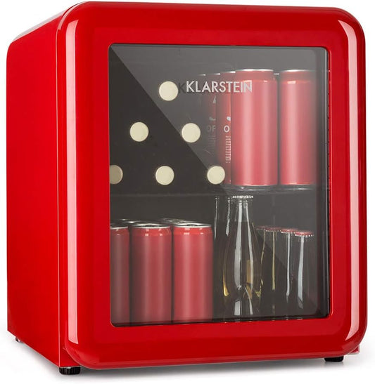 Poplife Refroidisseur De Boissons - Mini-Bar, Réfrigérateur Rétro, 0-10°C, Seulement 39 Db, 48 L, Écologique, Porte À Double Vitrage, Design Rétro, Rouge