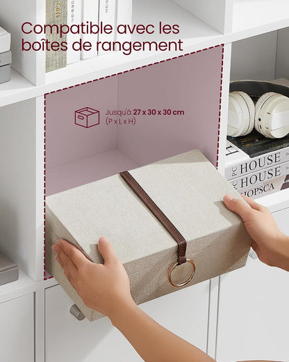 Custos Collection - Bibliothèque, Étagère, Meuble De Rangement, Armoire, 3 Placards Avec Portes En Bas, Pour Salon, Chambre, Chambre D'Enfant, Bureau, Moderne, Blanc LBC33WTV1