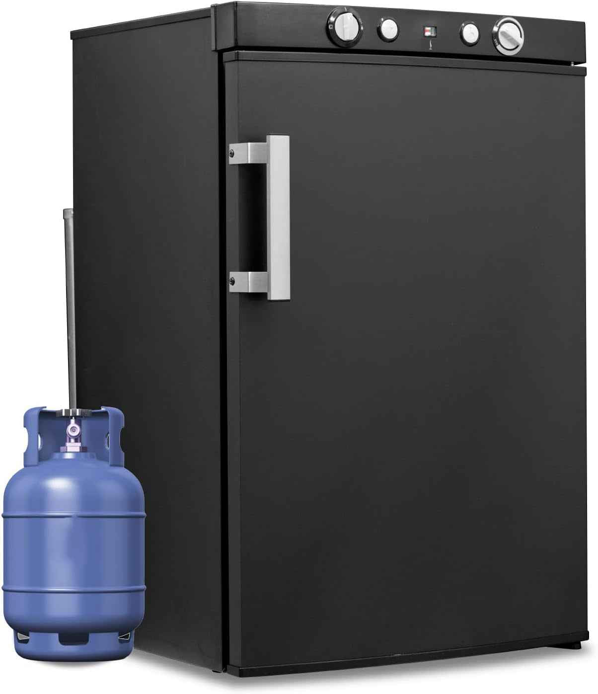 Frigo Trimixte 12V 220V Gaz, 100L, Frigo Camping Gaz, Réfrigérateur Gaz Avec Congélateur, Pour Camping Car, Caravane, Cabanon, Chalet, Noir