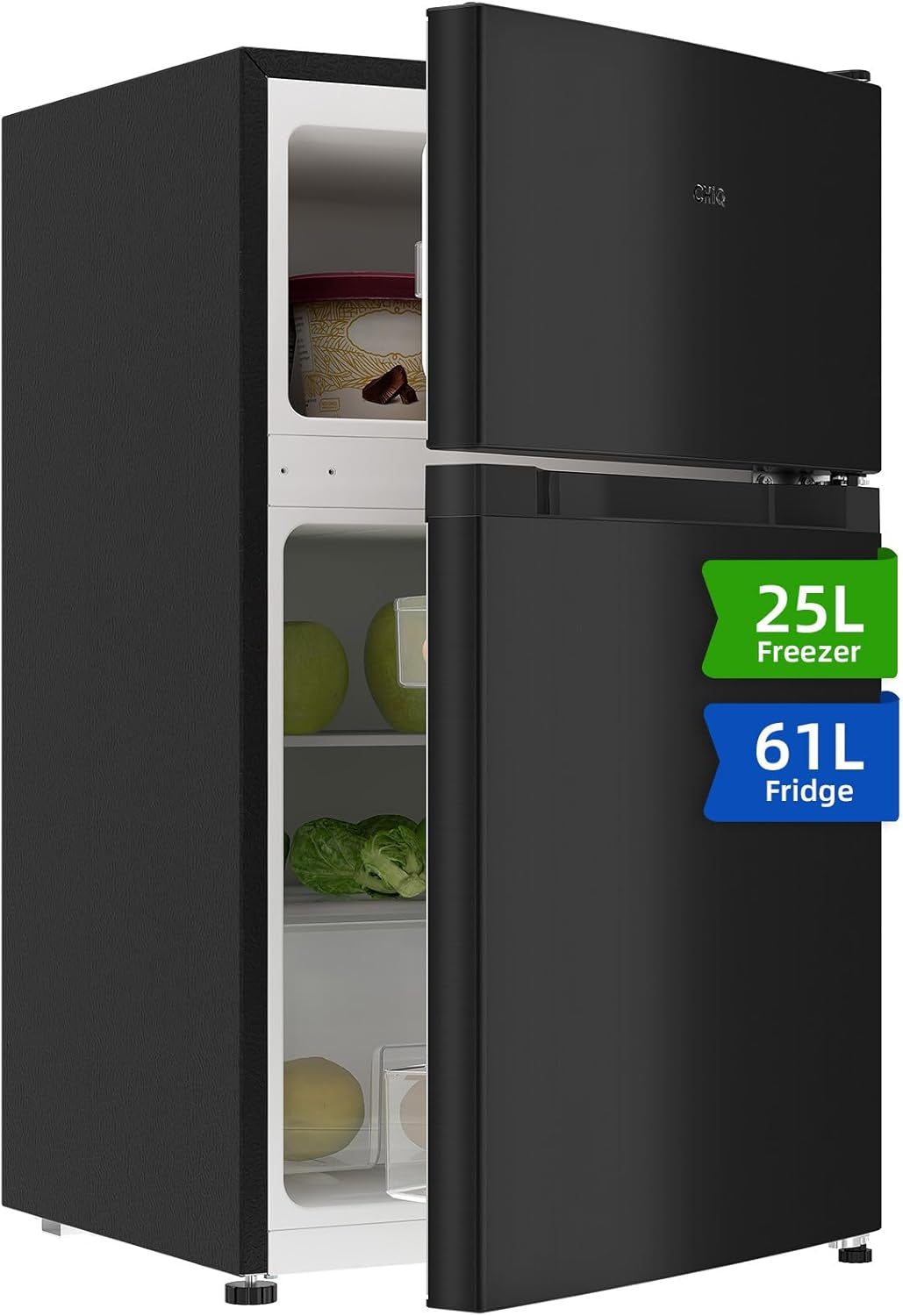 FTM86L4E Réfrigérateur Congélateur, 86 L (61/25), Petit Réfrigérateur Avec 2 Portes, Congélation 4 Étoiles, Casier À Bouteilles, Thermostats Réglables, Faible Bruit, Foncé 2023