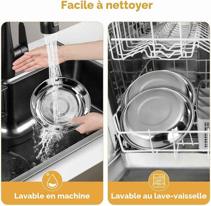 Lot De 6 Gamelles Pour Chat, Gamelle Plate En Acier Inoxydable | Bol Chat Plat anti Moustache, Assiette Chat Basse, Facile À Nettoyer, Pour Eau Et Nourriture, Idéal Chat Et Petit Chien
