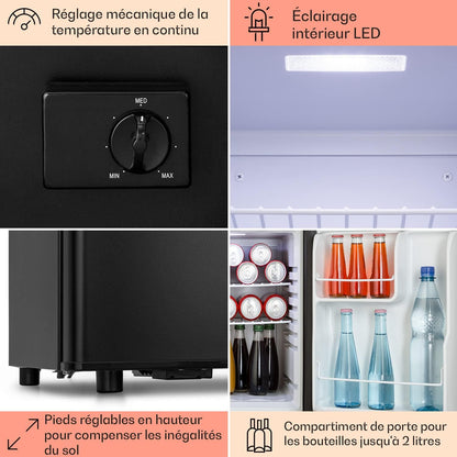 Mini Frigo De Chambre De 45L Pour Boissons Et Bieres, Petit Frigo Silencieux, Mini Bar Intérieur/Ext, Petit Refrigerateur Camping, Stockage De Vins, Cosmetique, Étagères Réglables, 6-18°C