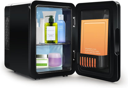Mini Frigo 4 Litres, Petit Réfrigérateur Portable, 6 Canettes, Mini Réfrigérateurs Cosmétiques Pour Cooler and Warmer, Mini Petit Frigo Pour Chambre/Voiture/Voyage/Boissons/Fruits, Noir