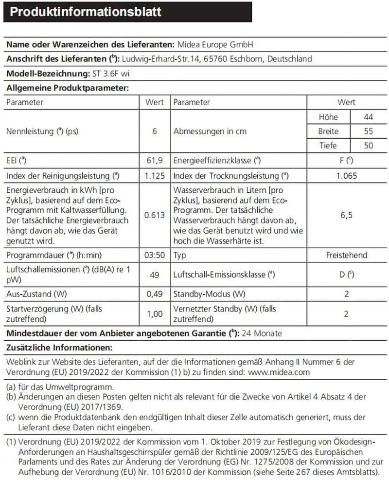 ST 3.6F Wi Lave-Vaisselle Mini Compact De Table, 6 Programmes De Lavage, Départ Différé, Fonction Séchage Supplémentaire, Contrôle IOT, Idéal Pour Les Petits Appartements