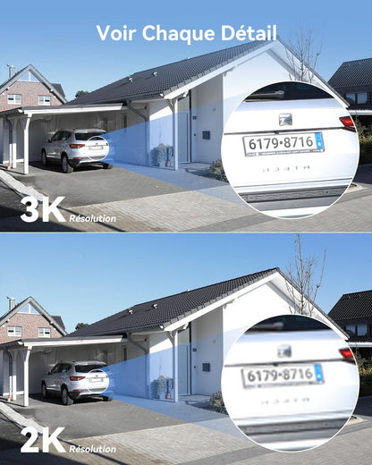 3K(5MP) Lot De 2 Caméras Surveillance Wifi Extérieure 360° | Vision Nocturne Couleur 30M, Détection De Personne/Véhicule, Suivi Intelligent, IP66, Wifi 2.4Ghz/Wifi 6,Audio Bidirectionnel