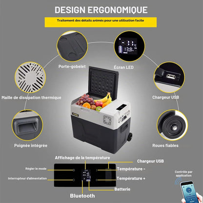 Glacière Congélateur Voiture 30 L Portable Mini Frigo Silencieux 220V Avec Panneau Numérique -20 À 20℃ Pour Maison, Voiture Et Camping 58 * 36.8 * 36.1CM