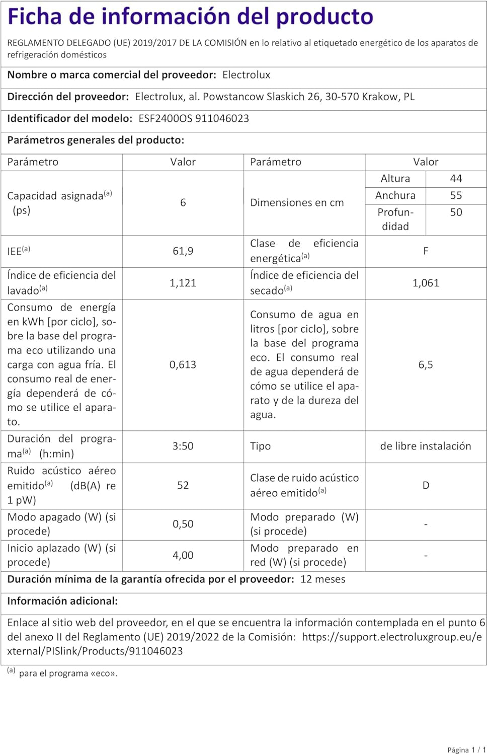 Série 600 Mini Lave-Vaisselle De Table, 55 Cm, ESF2400OW, Libre, Capacité 6 Couverts, 6 Programmes De Lavage, 438 X 550 X 500 Mm, Argent