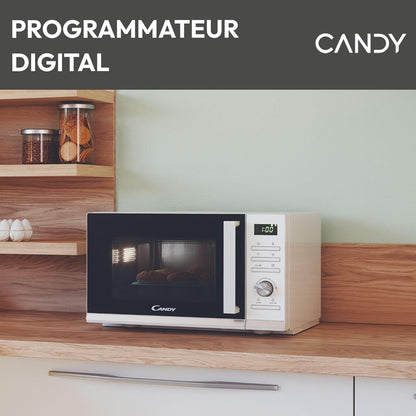 Moderna CMGA23TNDW Four Micro-Ondes Gril 900W 23L Digital, Fonction Décongélation, Plateau Tournant, 11 Niveaux De Puissance,19 Menus Auto, Grille Métal, Cuisson Express, Sécurité Enfant,Blanc