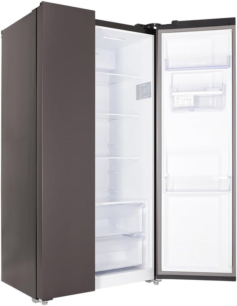Respekta Réfrigérateur-Congélateur Côte À Côte Avec Distributeur D'Eau En Acier Noir AC178BSWS-18 / H:178 Cm, L:91 Cm/Compartiment Réfrigérateur De 326 L, Congélateur De 174 L, No Frost